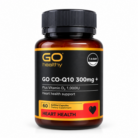 【胶囊因天气原因融化不理赔】GO Healthy 高之源 辅酶Q10高含量300mg 60粒 护心保护心脏含维生素D 1000iu 保质期2029.6